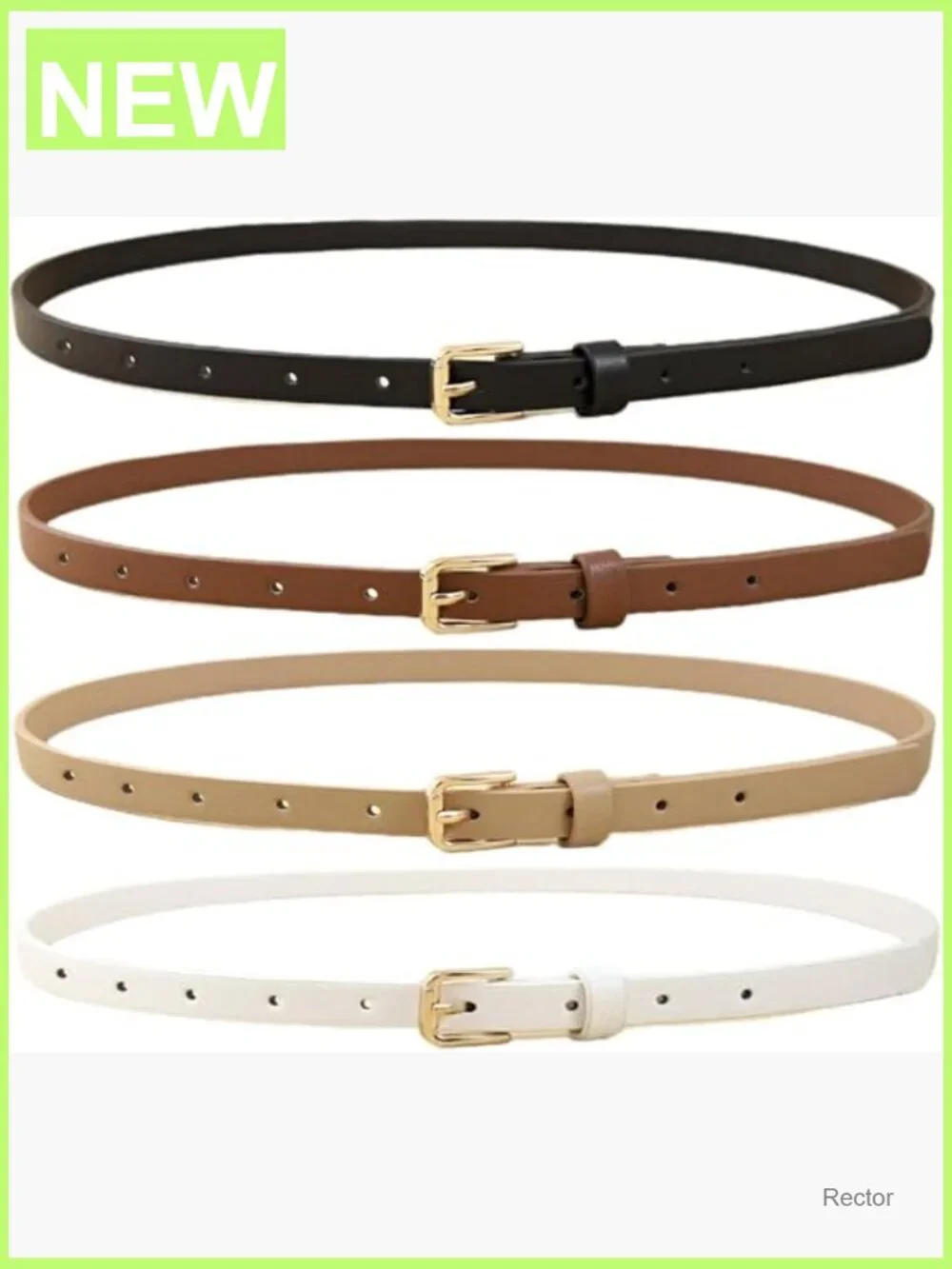 4 Pack Skinny Belts for Jeans Dress Thin Waist Belt Ladies Set